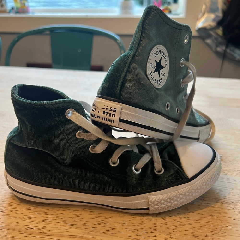 Converse Emerald Green Velvet High Tops